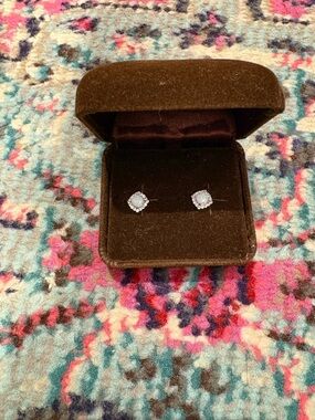 Opal Diamond Halo Stud Earrings - Women Jewelry